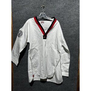 Macho Tae Kwon Do Uniform Gi Top Mens XL White Black Red Collar WTC Patches